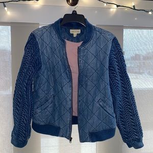 Anthropologie Cloth & Stone Blue Braided Jean Jacket